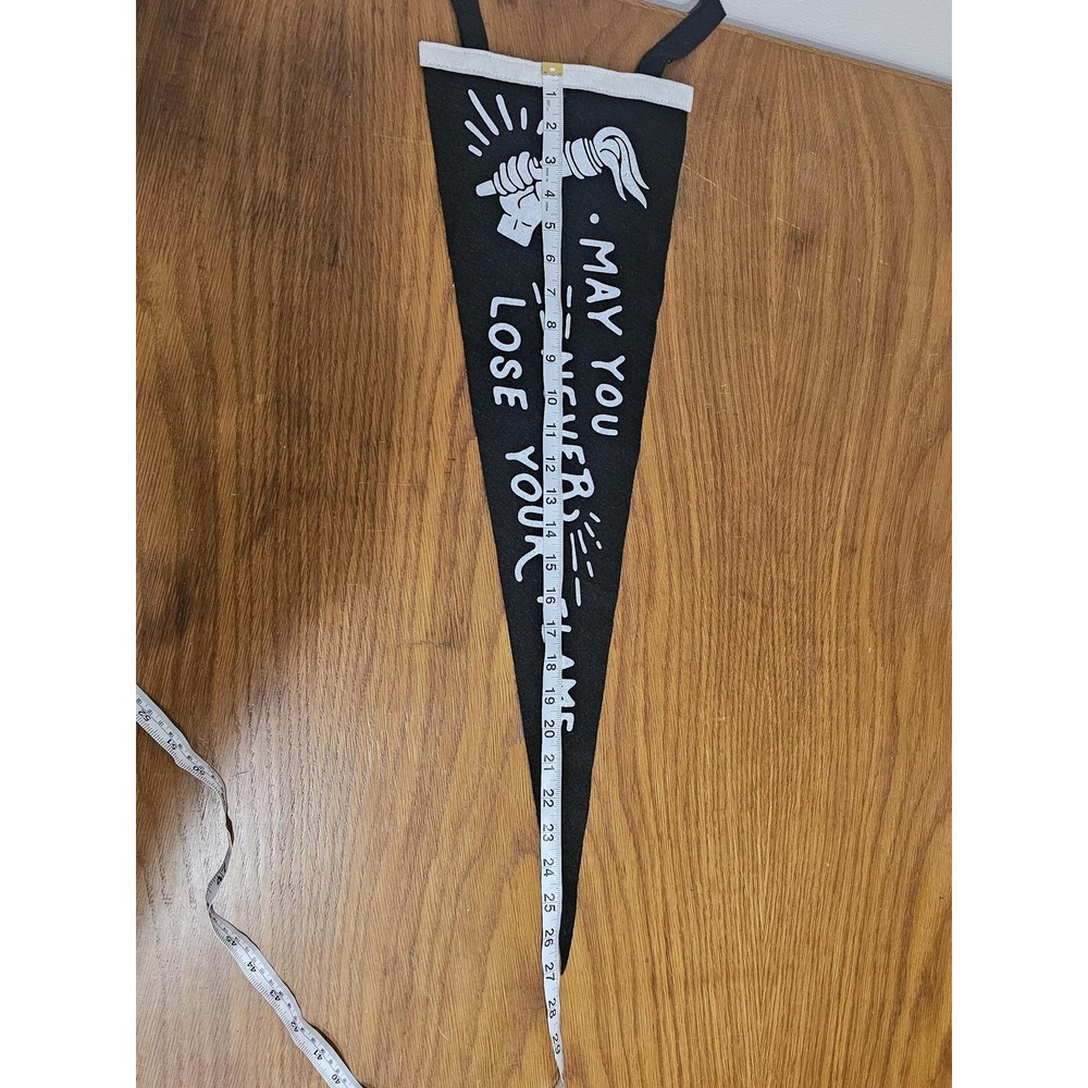 Oxford Pennant Black Torch Triangle Flag May You Never Lose Flame Wall Decor - Picture 2 of 5
